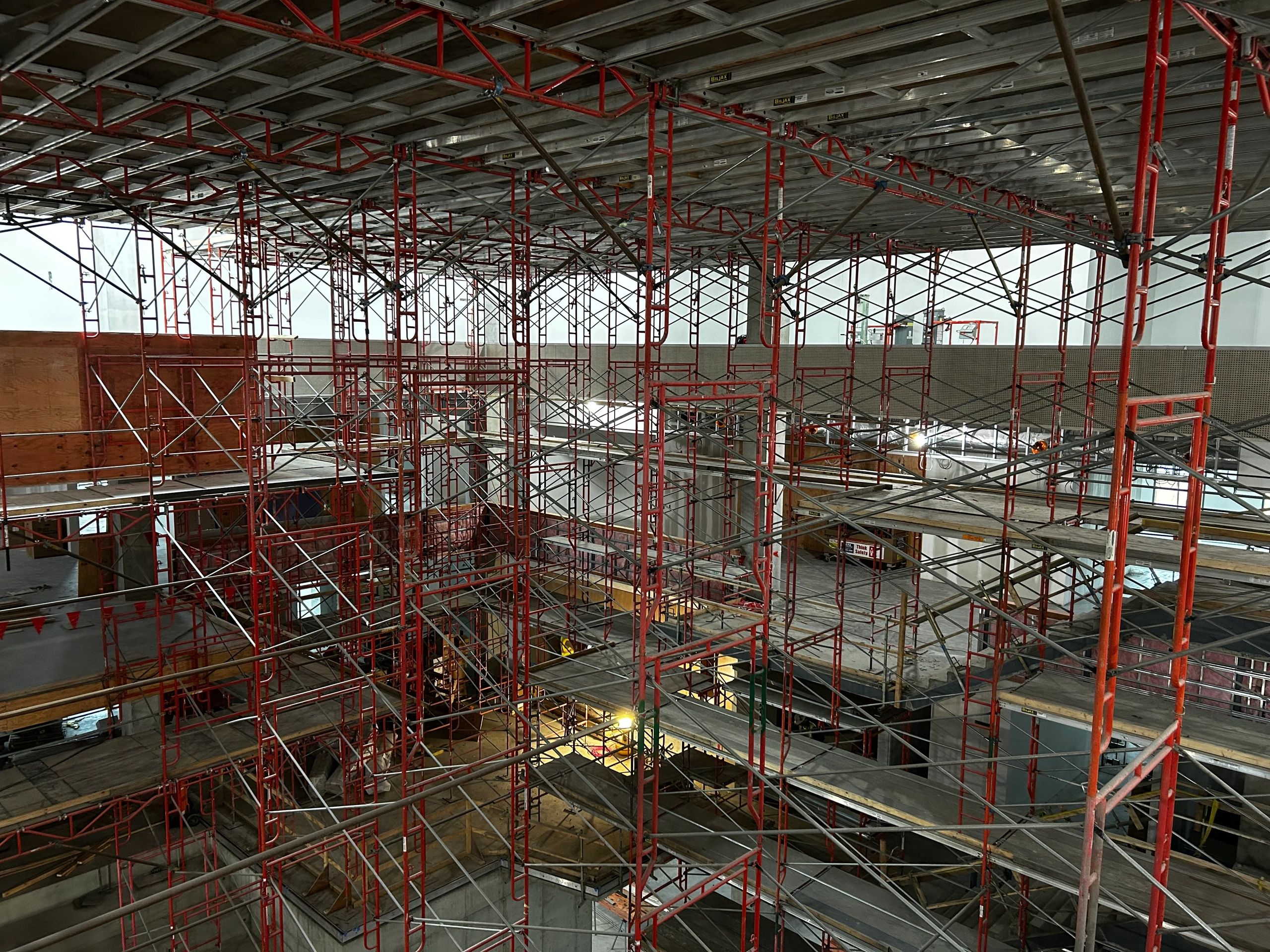 Frame scaffold being used on a large commercial jobsite