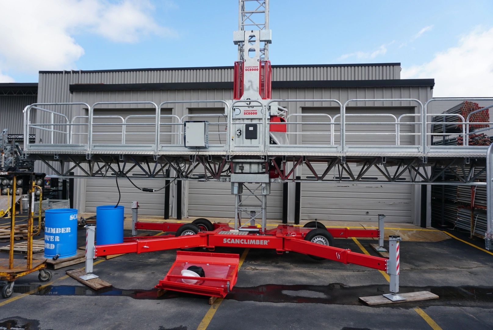 Mast climber scaffold available for rental at Infinity Scaffold in St Paul, MN